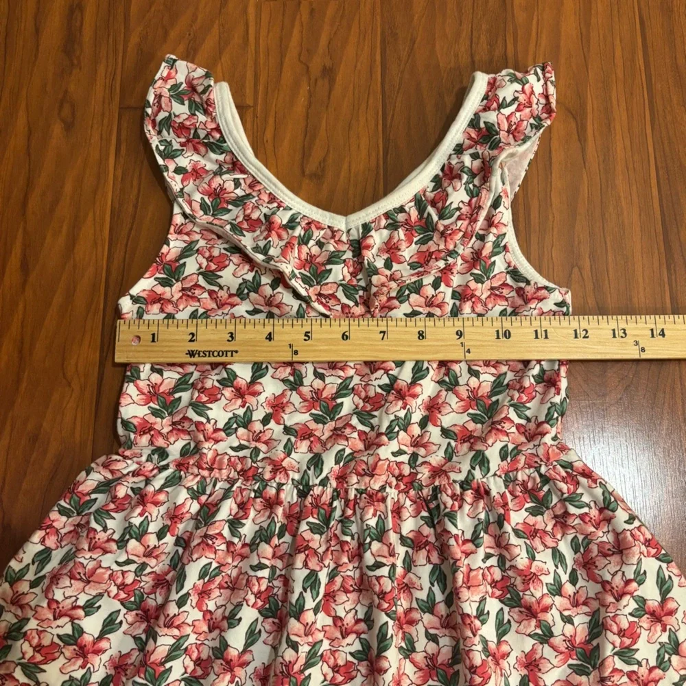 NWT Janie and Jack Pink Green Floral Dress Girls 8 Ruffled V-neck